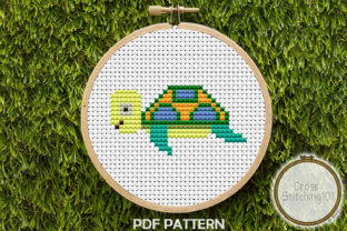 Adorable Baby Turtle Modern Cross Stitch
