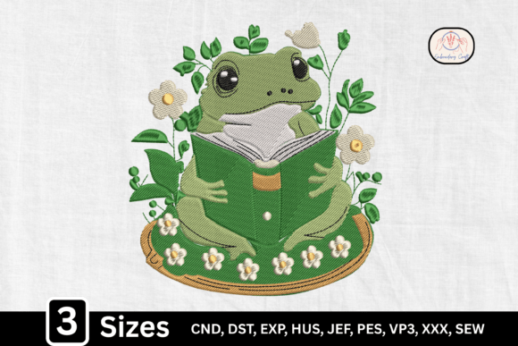 Adorable Cottagecore Frog Embroidery Design