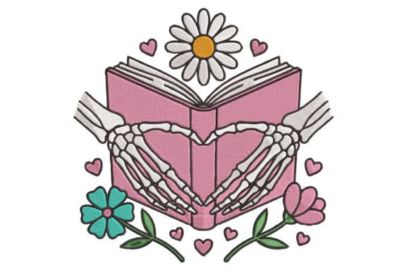 Book Skull Embroidery Design: A Dark Academia Gem