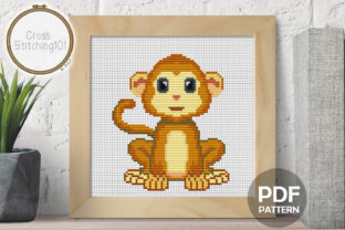 Charming Cartoon Cute Monkey Modern Cross Stitch