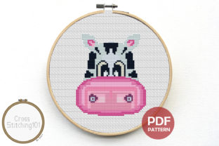 Charming Cartoon Zebra Face Cross Stitch