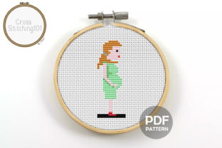 Charming Pregnant Woman Modern Cross Stitch