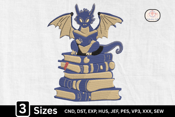Fantasy Dragon Reading Book: A Charming Embroidery Design