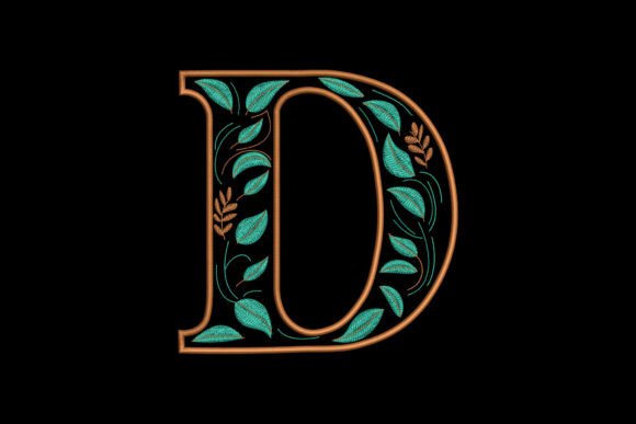 Floral Alphabet Letter D: A Charming Embroidery Design