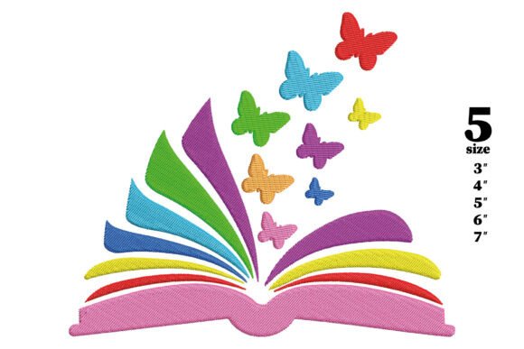 Open Book with Butterflies: A Charming Embroidery Design