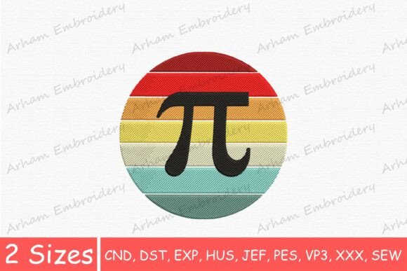 Retro Pi Day Embroidery Design: A Math Lover's Delight