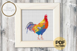 Rooster Modern Cross Stitch for Apparel