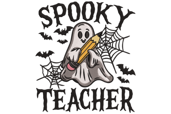 Spooky Ghost Teacher: A Charming Halloween Embroidery