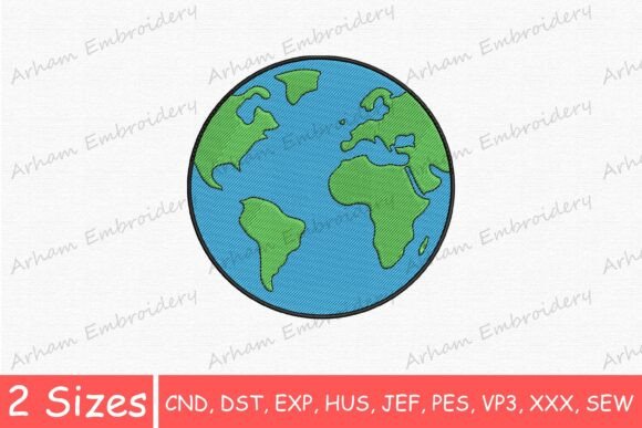Vibrant Colorful Earth Globe for Seasonal Embroidery
